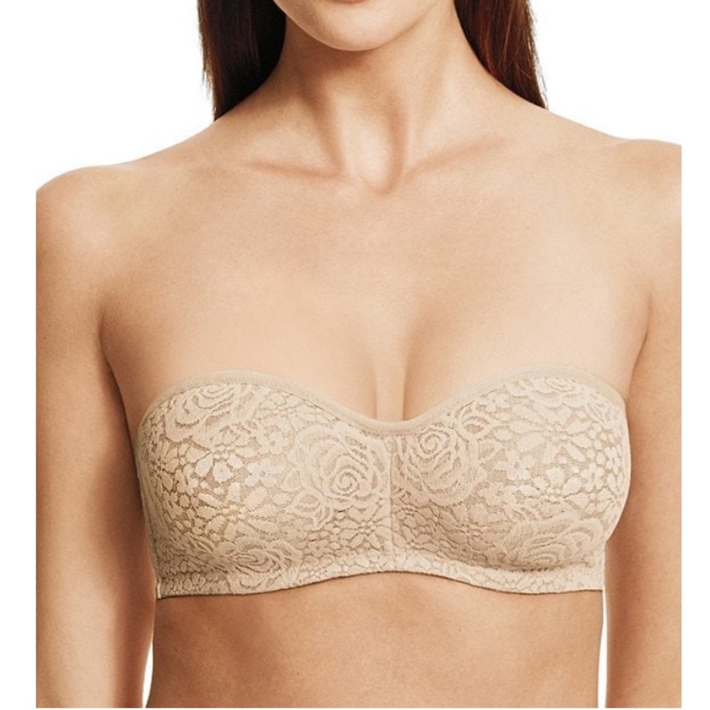 Wacoal Nude Halo Lace Convertible Strapless Unlined Wire Free 65449 Bra